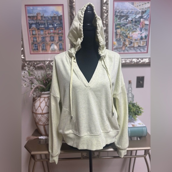CALIA SPLIT-NECK OVERSIZED LIGHT GREEN DROP SHOULDER SLOUCHY HOODIE SZ M - Picture 2 of 8